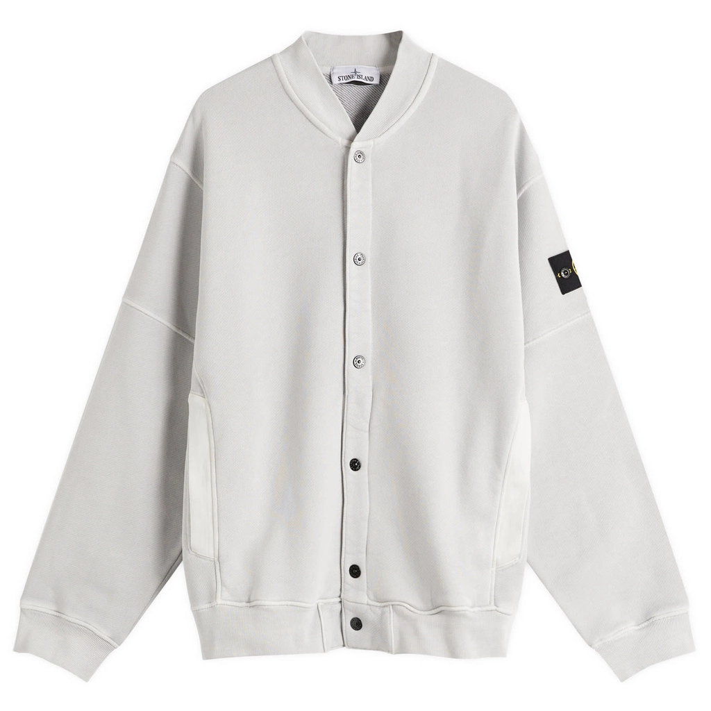 Stone Island Men's Old Effect Fleece Bomber Jacket Pearl Grey